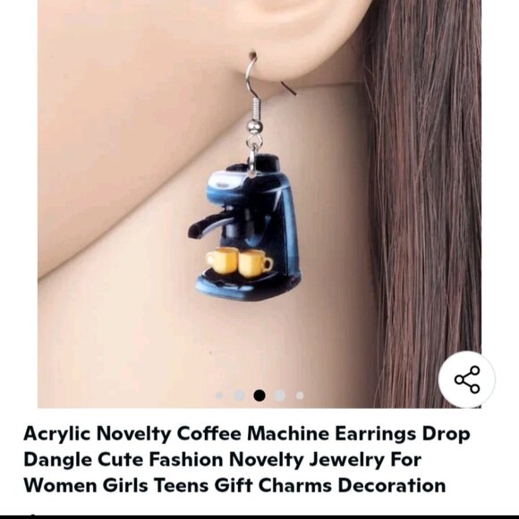 Acrylic Novelty Coffee Machine Earrings Drop Dangle Cute Fashion Novelty Jewelry - Picture 3 of 4
